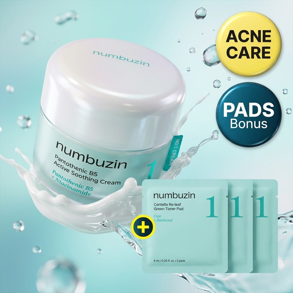 numbuzin No.1 Pantothenic B5 Active Soothing Cream 80ml Set (+Pad 6P)