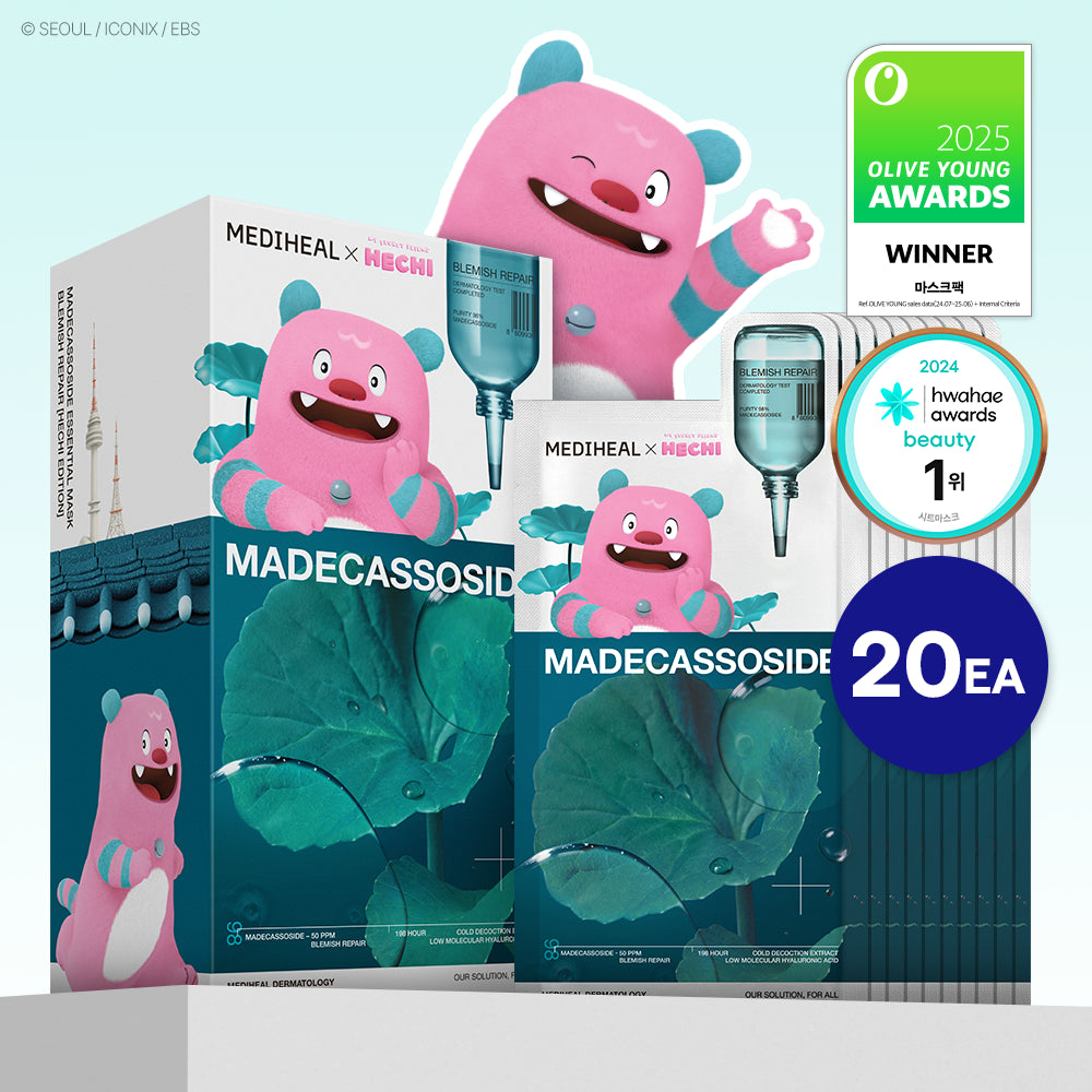 MEDIHEAL Madecassoside Essential Mask Sheet Blemish Repair 20ea (mascotte de Séoul, collaboration HECHI)