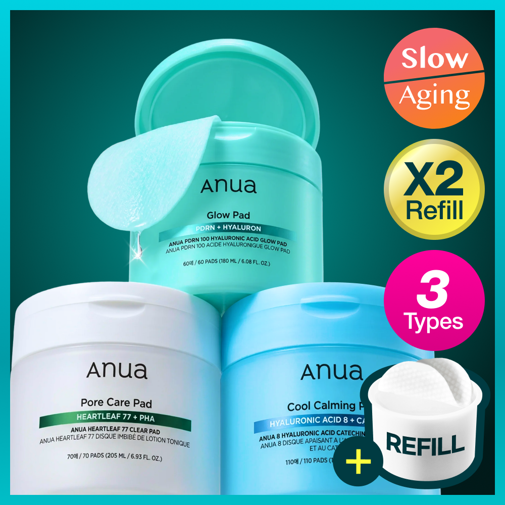 Anua Coffret Disques + Recharge 3 types (Heartleaf / PDRN / Catechin)