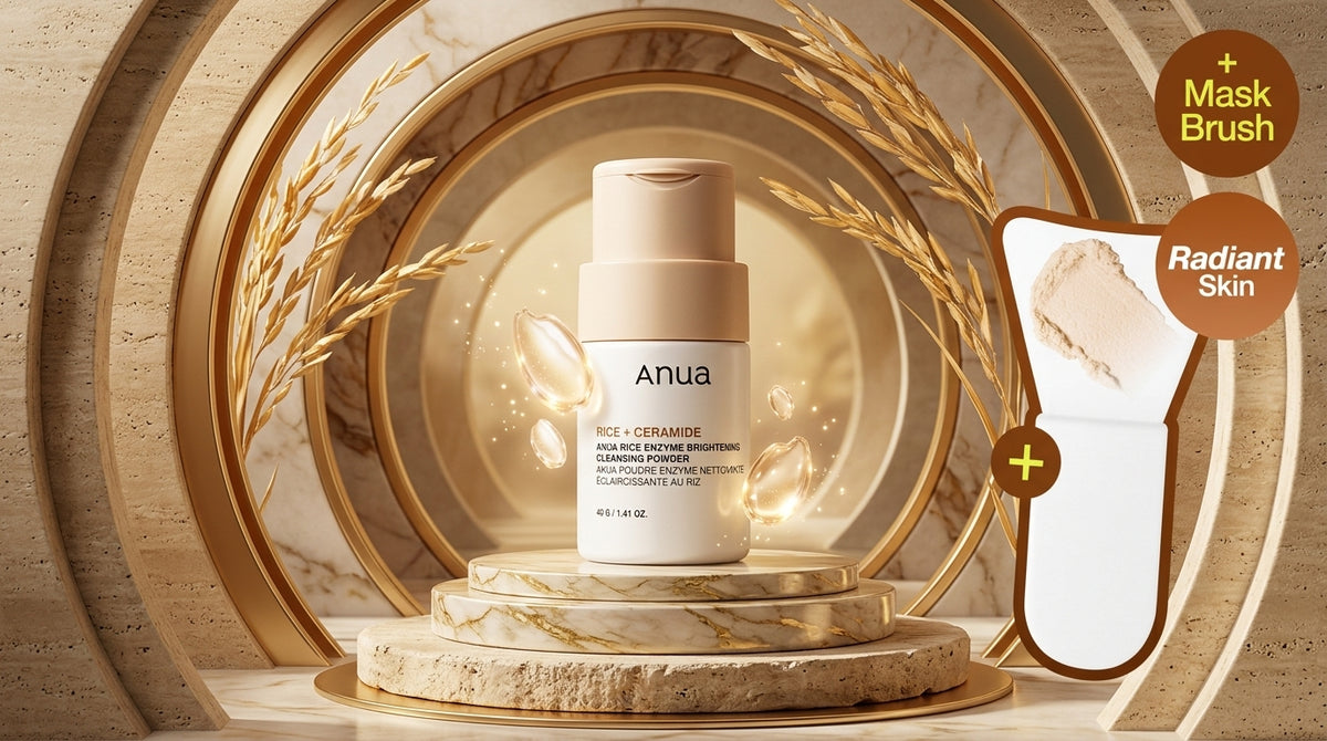 Anua Rice Enzyme Brightening Cleansing Powder 40g Coffret (+ Pinceau à masque)