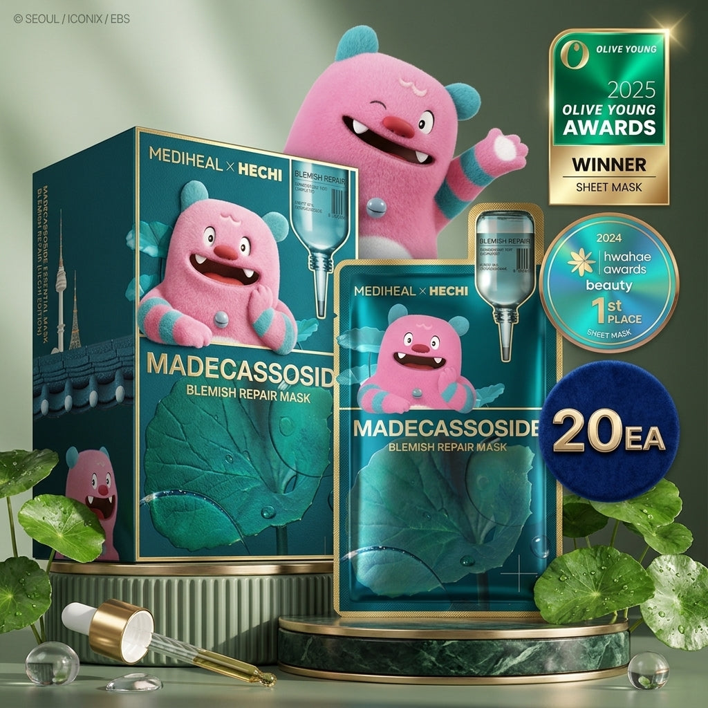MEDIHEAL Madecassoside Essential Mask Sheet Blemish Repair 20ea (mascotte de Séoul, collaboration HECHI)