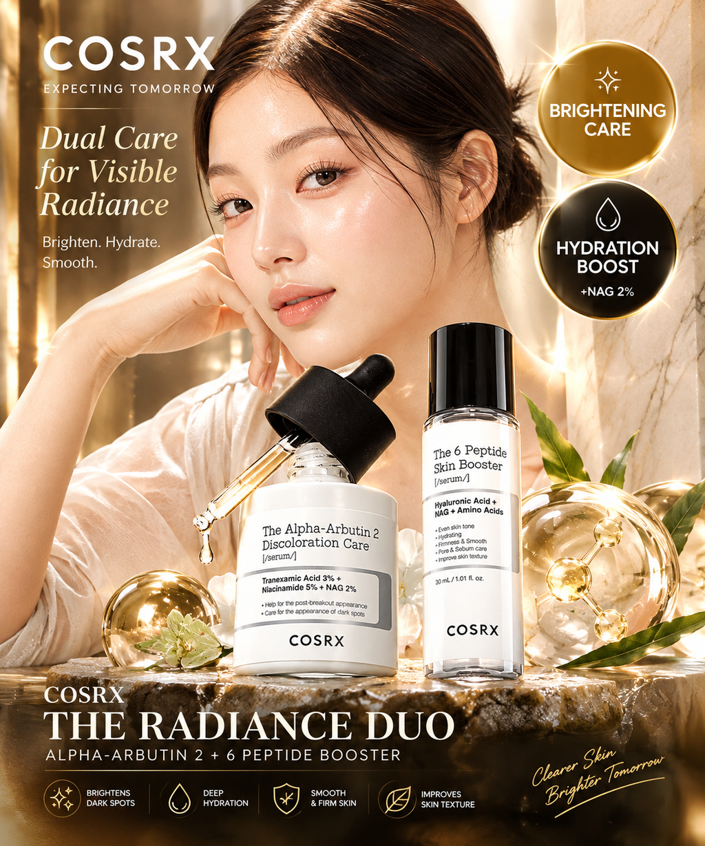 COSRX The Alpha-Arbutin 2 Discoloration Care Serum 50ml Set (+Peptide Serum 30ml)