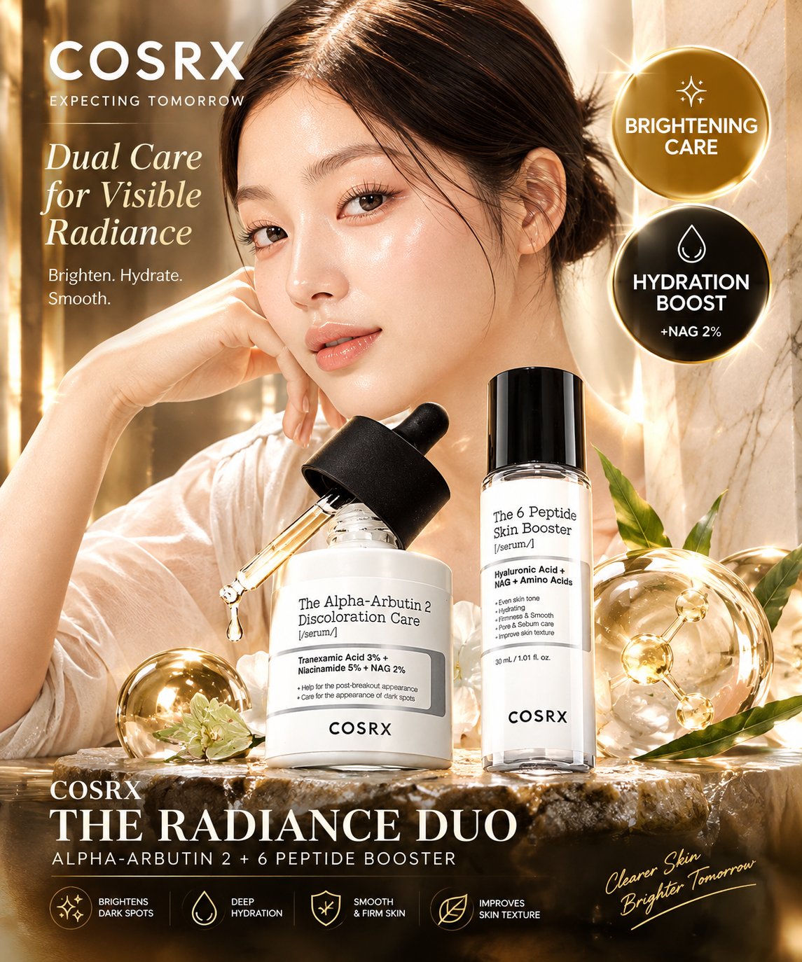 COSRX The Alpha-Arbutin 2 Discoloration Care Serum 50ml Set (+Peptide Serum 30ml)