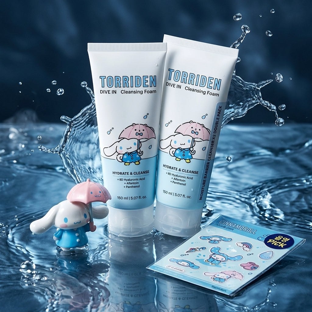 [Sanrio EDITION] Torriden Dive In Low Molecular Hyaluronic Acid Foam Cleanser 150ml*2 (+Sticker) (2 Options)