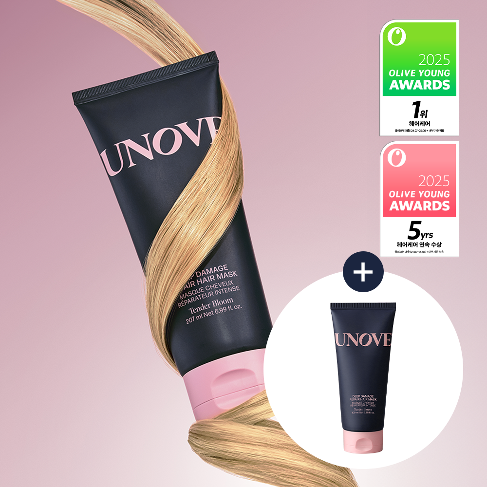 UNOVE Deep Damage Repair Hair Mask (Treatment / Hair Pack) Tender Bloom 207ml Set (+100ml)