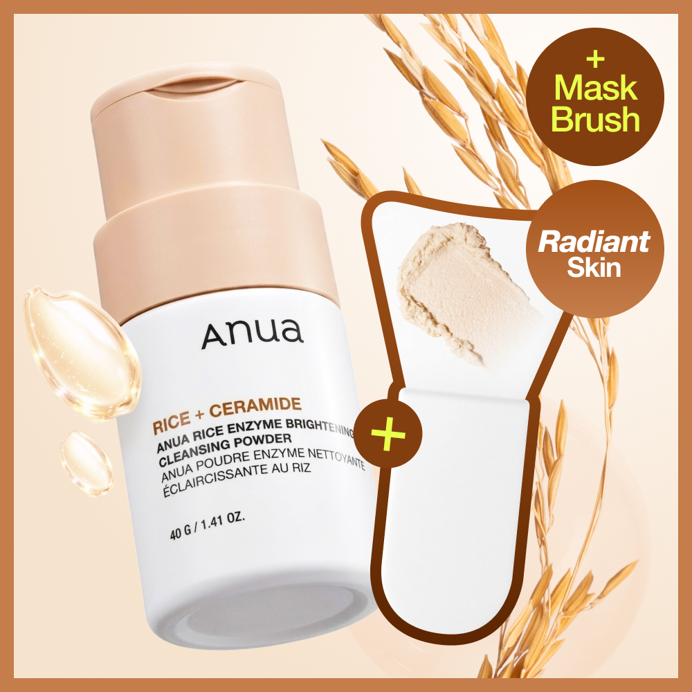 Anua Rice Enzyme Brightening Cleansing Powder 40g Coffret (+ Pinceau à masque)