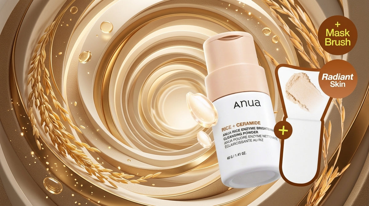 Anua Rice Enzyme Brightening Cleansing Powder 40g Coffret (+ Pinceau à masque)