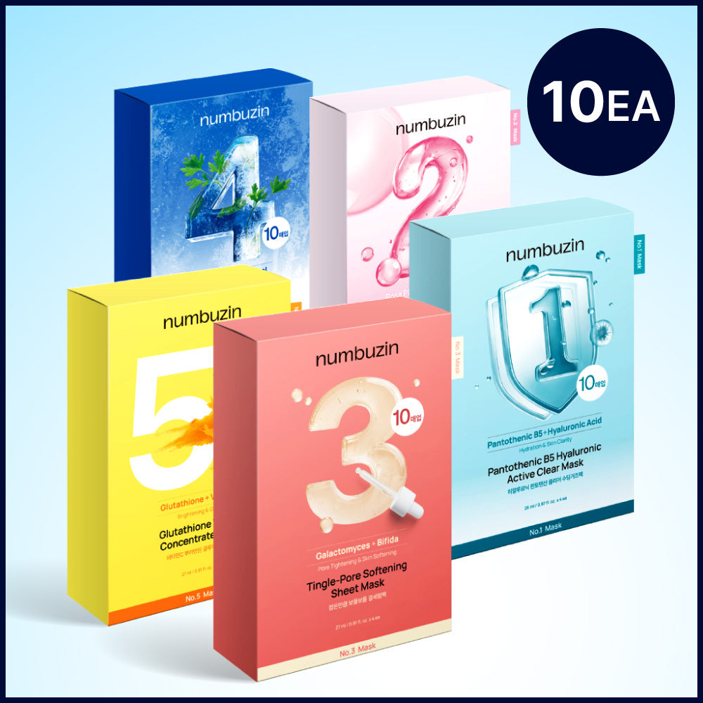numbuzin No.1–5 Sheet Mask 10 Sheets (5 Options)