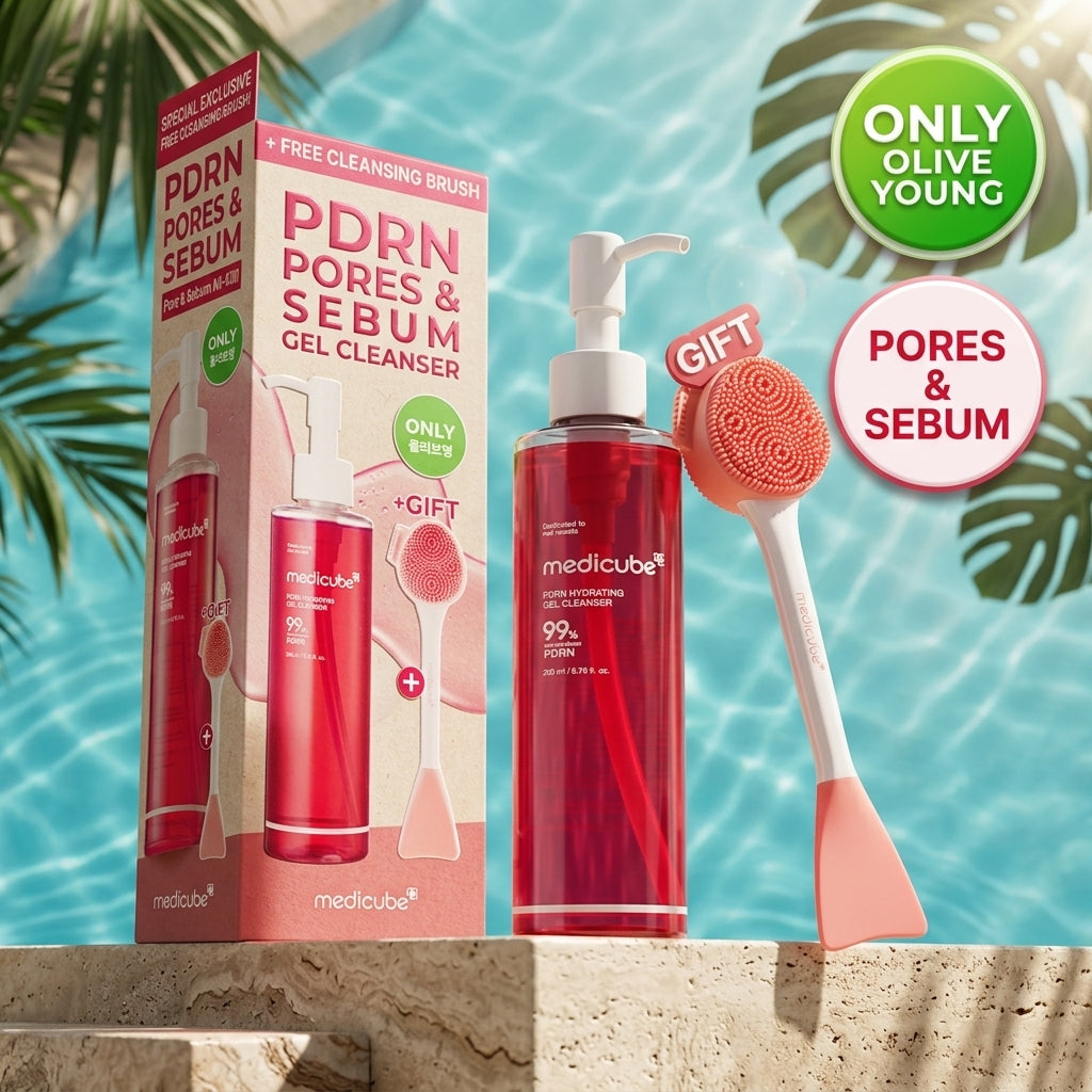 Medicube PDRN Gel To Foam Cleanser 200ml Set (+Pore Cleansing Brush)